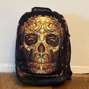 Stylish Black and Gold Skull Backpack